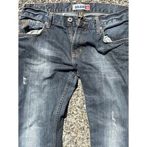 Y2K Quiksilver Quikjean 33x32 dark wash distressed thrashed faded straight